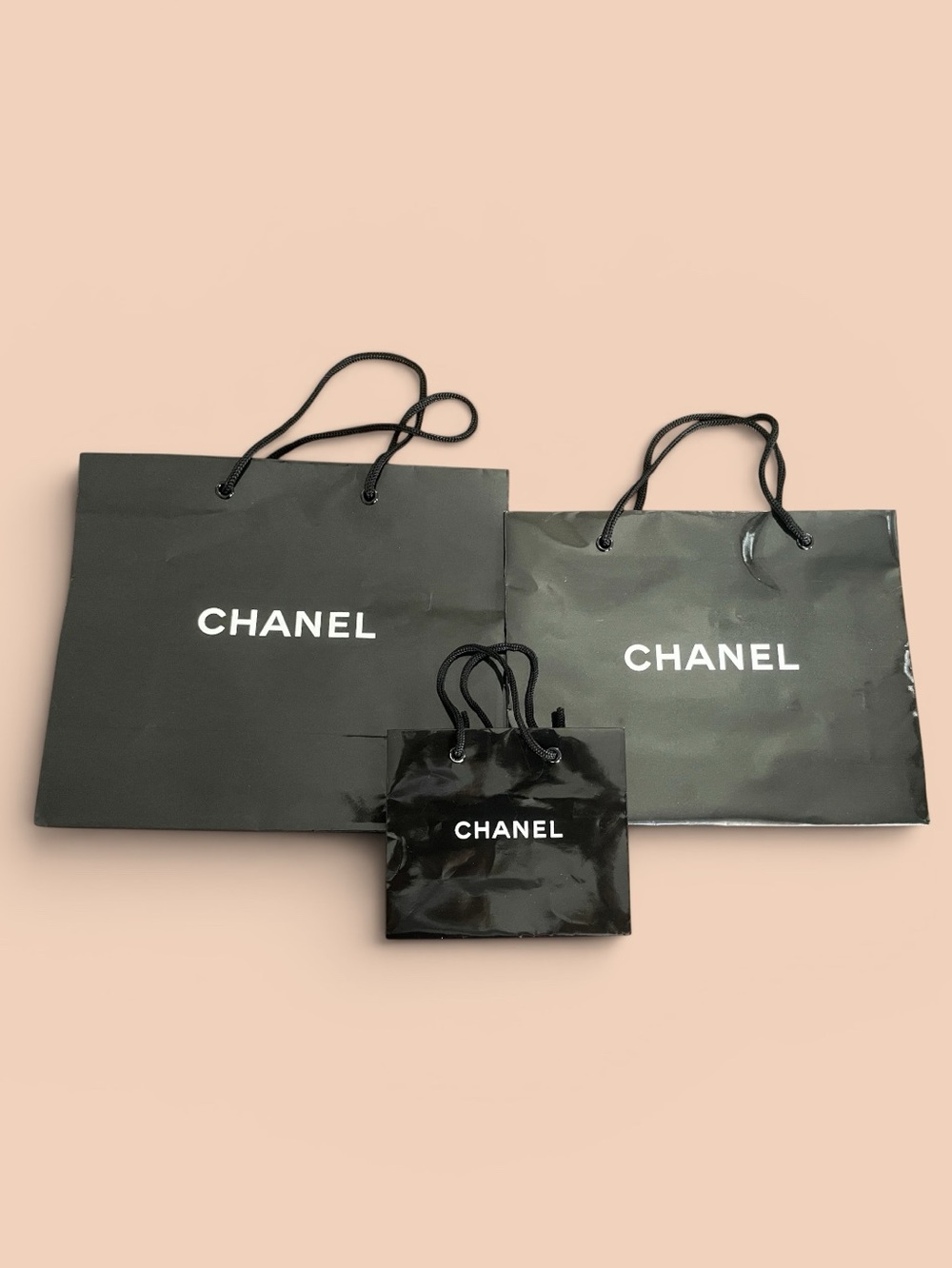 CHANEL Black Logo Tote and Mini Shopper Set